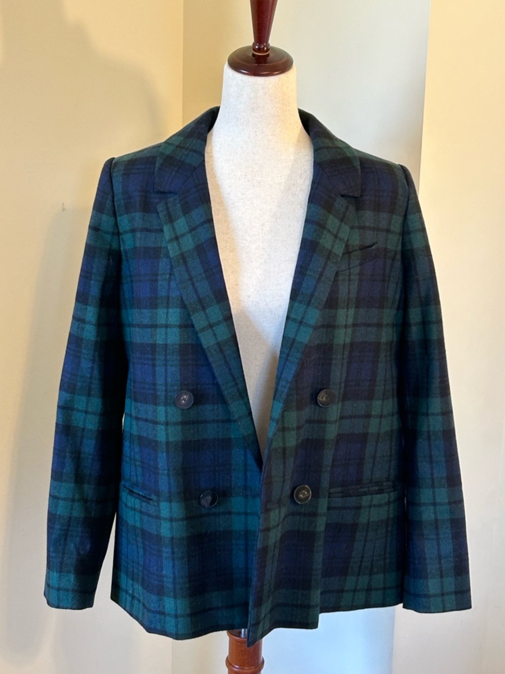 Sézane Navy Tartan Christie Blazer Size 6 Excellent Condition. - Picture 5 of 10